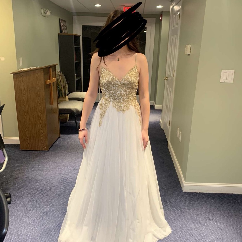 Gold and white prom dress